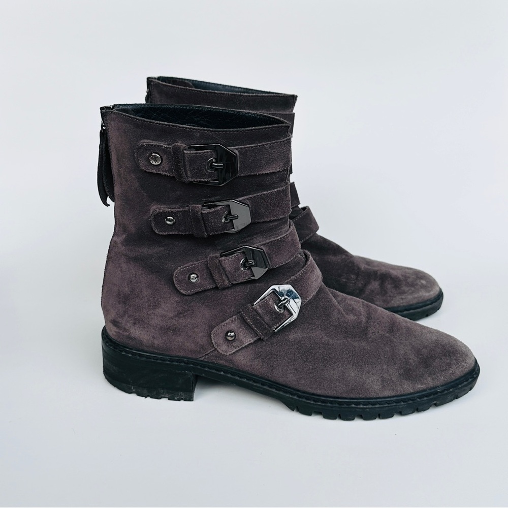 Stuart Weitzman Black and Grey Suede Leather Boots, US 7 - Picture 2 of 7